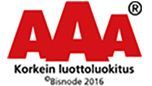 Logo AAA Korkein luottoluokitus, Bisnode 2016
